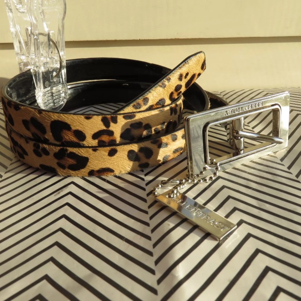 Ellen Tracy reversible leopard belt fur patent L